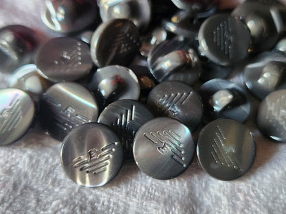Lot 6 boutons vintage en nacre gris armani empario  pied 1,1 cm ref 3313