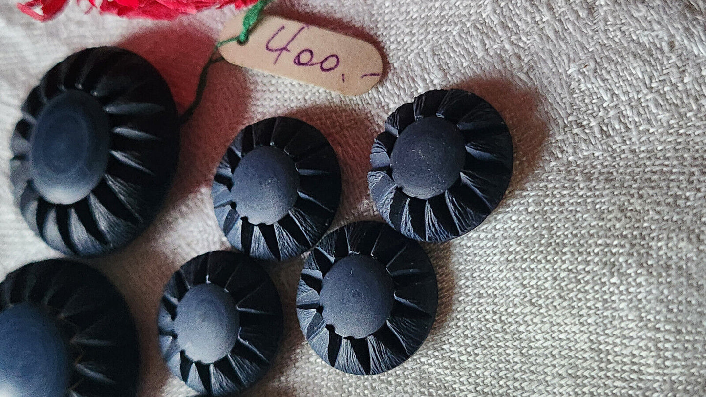 Lot 7 jolis boutons vintage bleu forme marguerite panaché 1,7 et 2 cm ref 1317