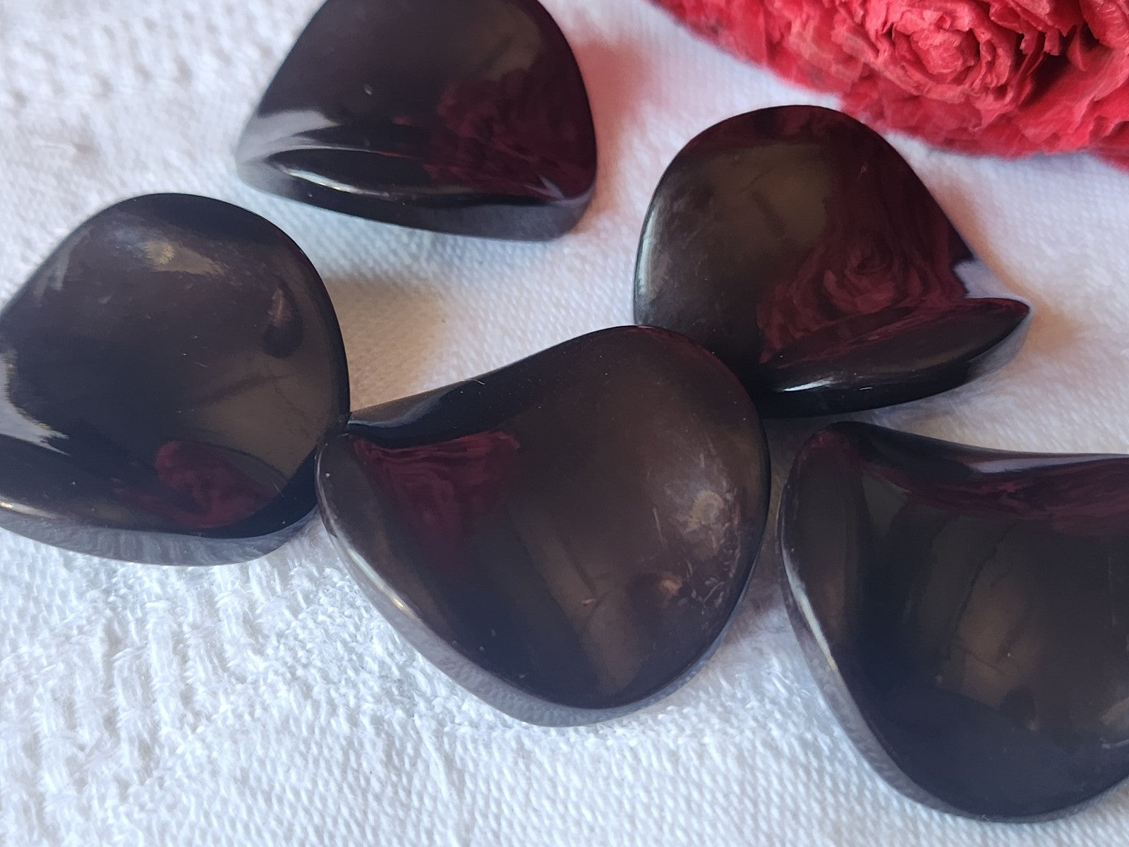 Lot 5 gros boutons vintage cambré marron original  2,7 cm ref 5562