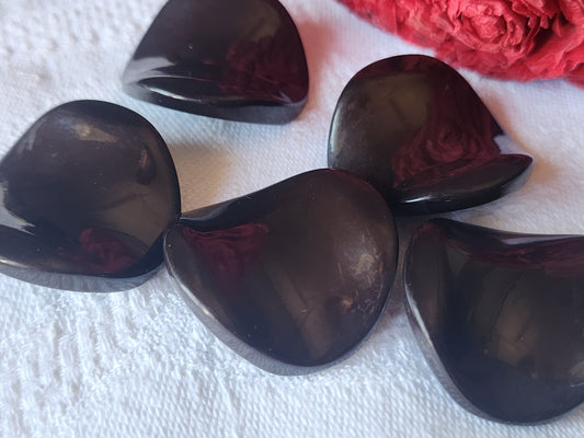 Lot 5 gros boutons vintage cambré marron original  2,7 cm ref 5562