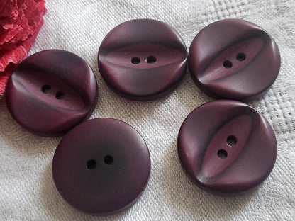 Lot 5 boutons vintage violet foncé mat à trous  2,2 cm ref 5724