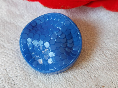 Bouton ancien en verre bleu effet ecaille 2,2 cm D19L
