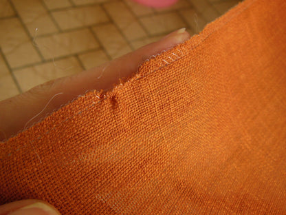 Coupon tissu trame apparente orange brulé rouille 1 m07  sur  87 cm