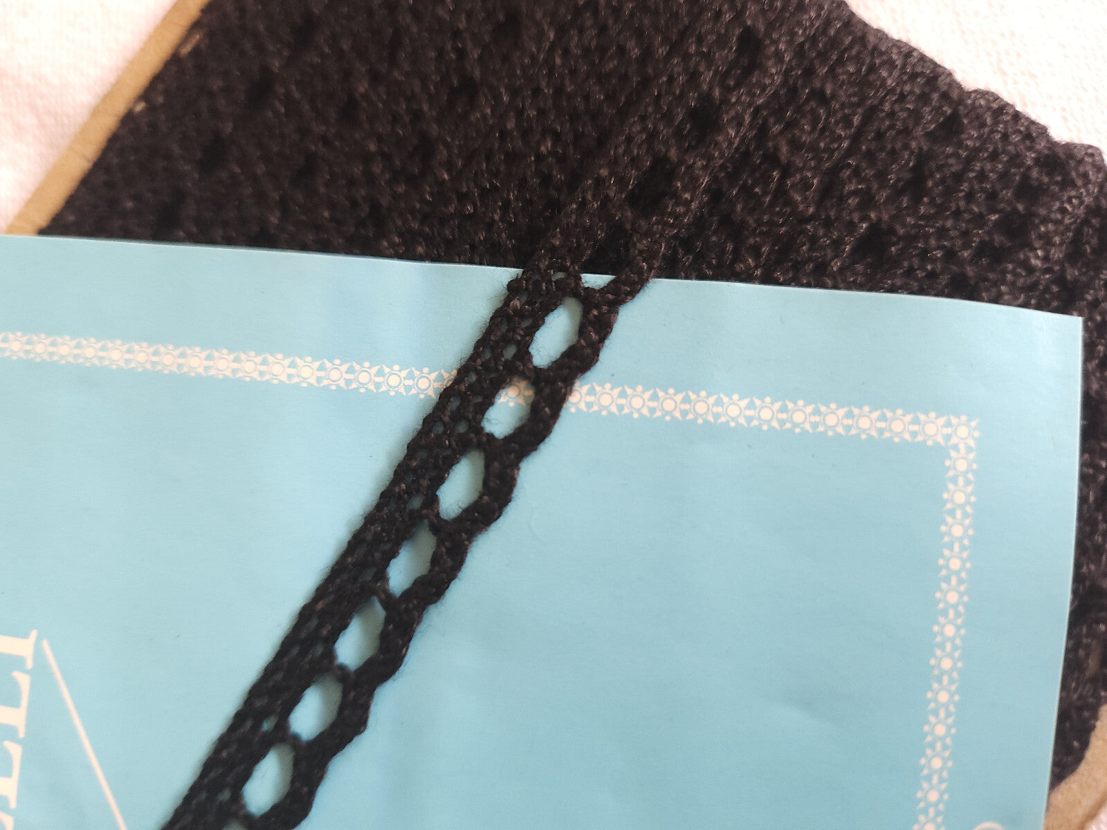 Dentelle vintage bordure  noir satiné 5 mètres sur 0,8 cm B6