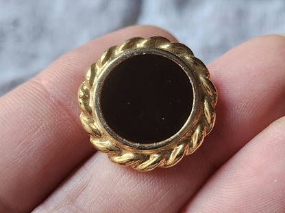 Lot 6 gros boutons vintage marron doré lourd pied 2,3 cm ref 416