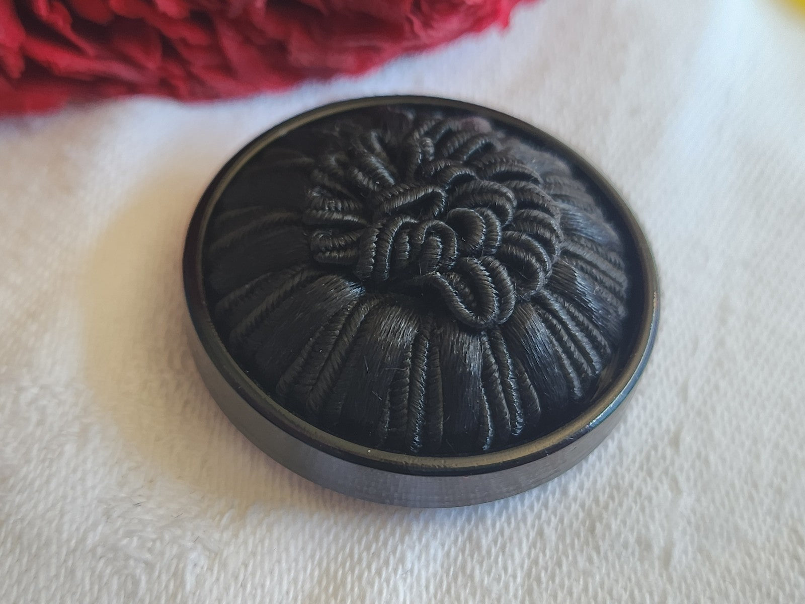 Gros bouton vintage ancien passementerie noir 34 mm ou 3,4 cm G19J