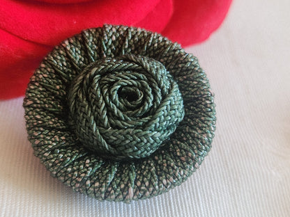 Collection gros  bouton vintage passementerie vert raphia 3 cm ou 30 mm G3T