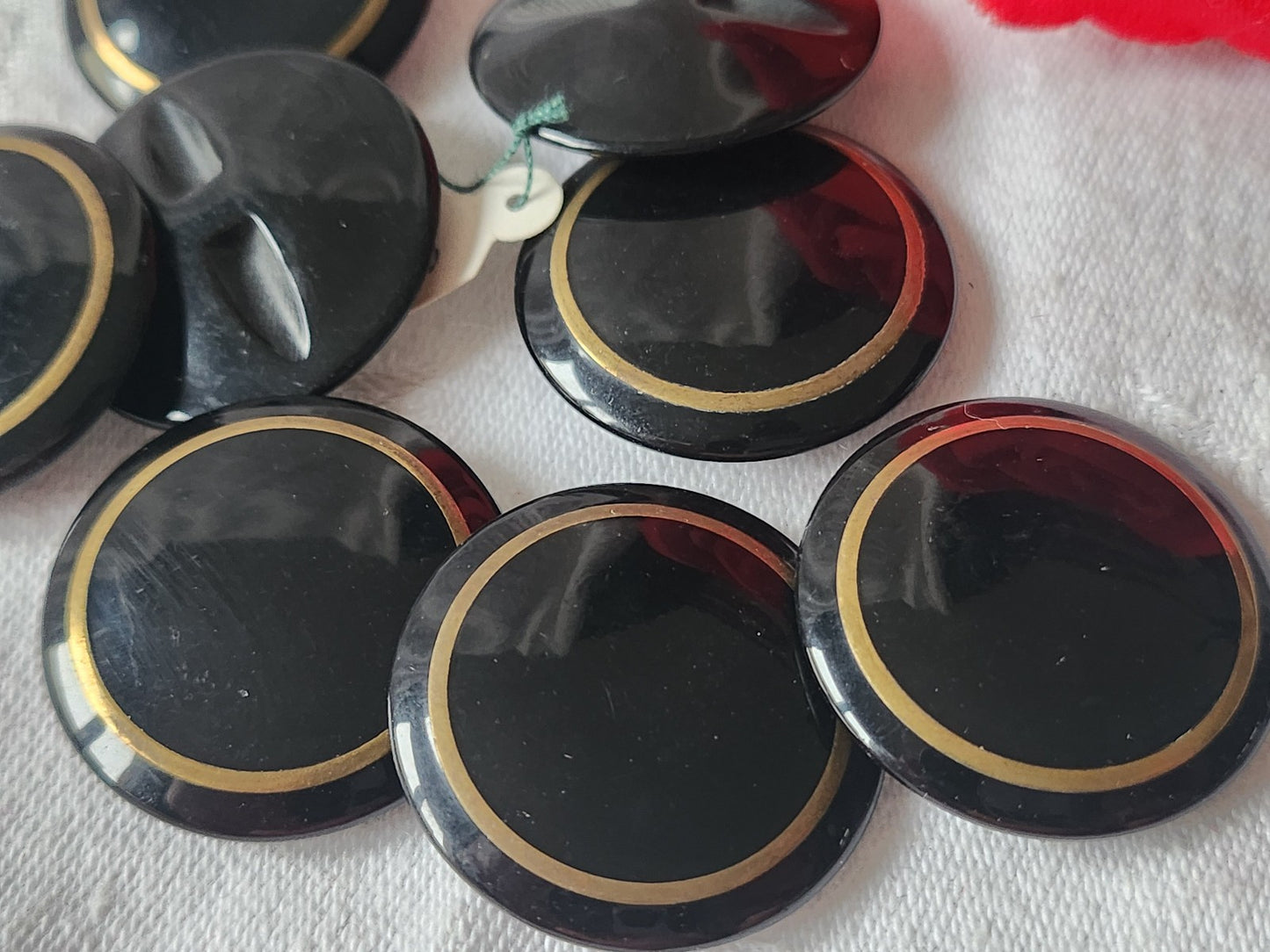 Lot 6 gros  boutons vintage noir metal  à pied  3 cm ref 1756