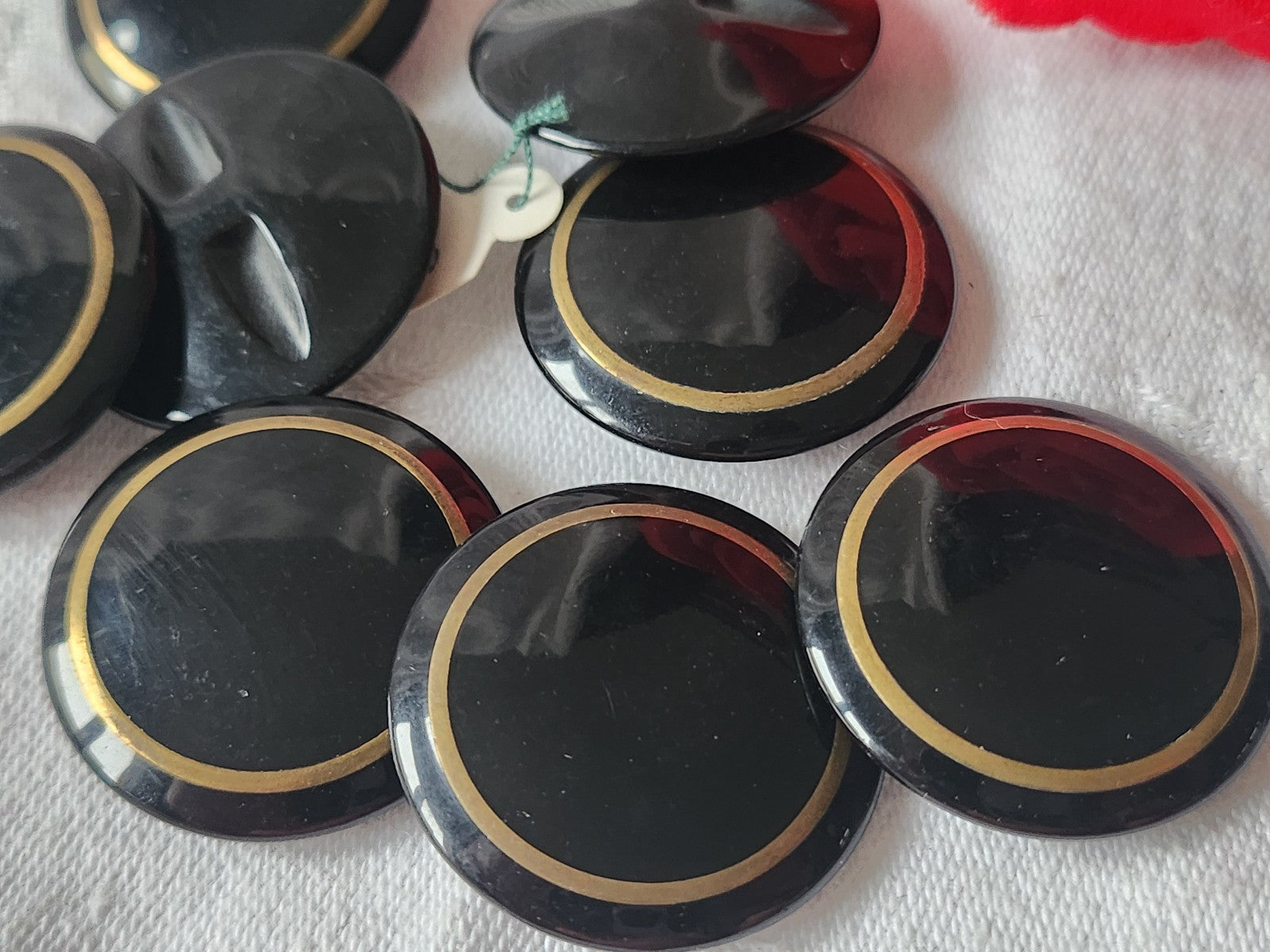 Lot 6 gros  boutons vintage noir metal  à pied  3 cm ref 1756