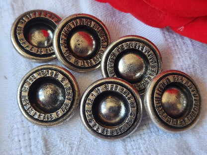 Lot 6 boutons vintage métal argenté  lourd  2,2 cm pied ref 5858