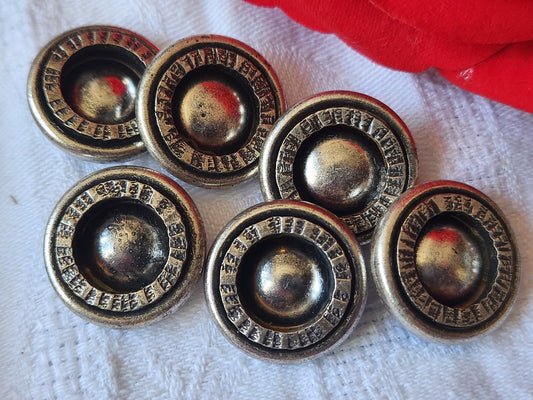 Lot 6 boutons vintage métal argenté  lourd  2,2 cm pied ref 5858