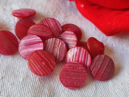 Lot 15 boutons vintage rose reflet nacré petits pied 1,1 cm ref 449