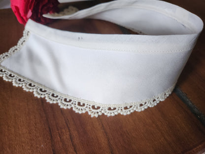 Ancien  col tissu blanc tramée  dentelle  vintage  B1-70