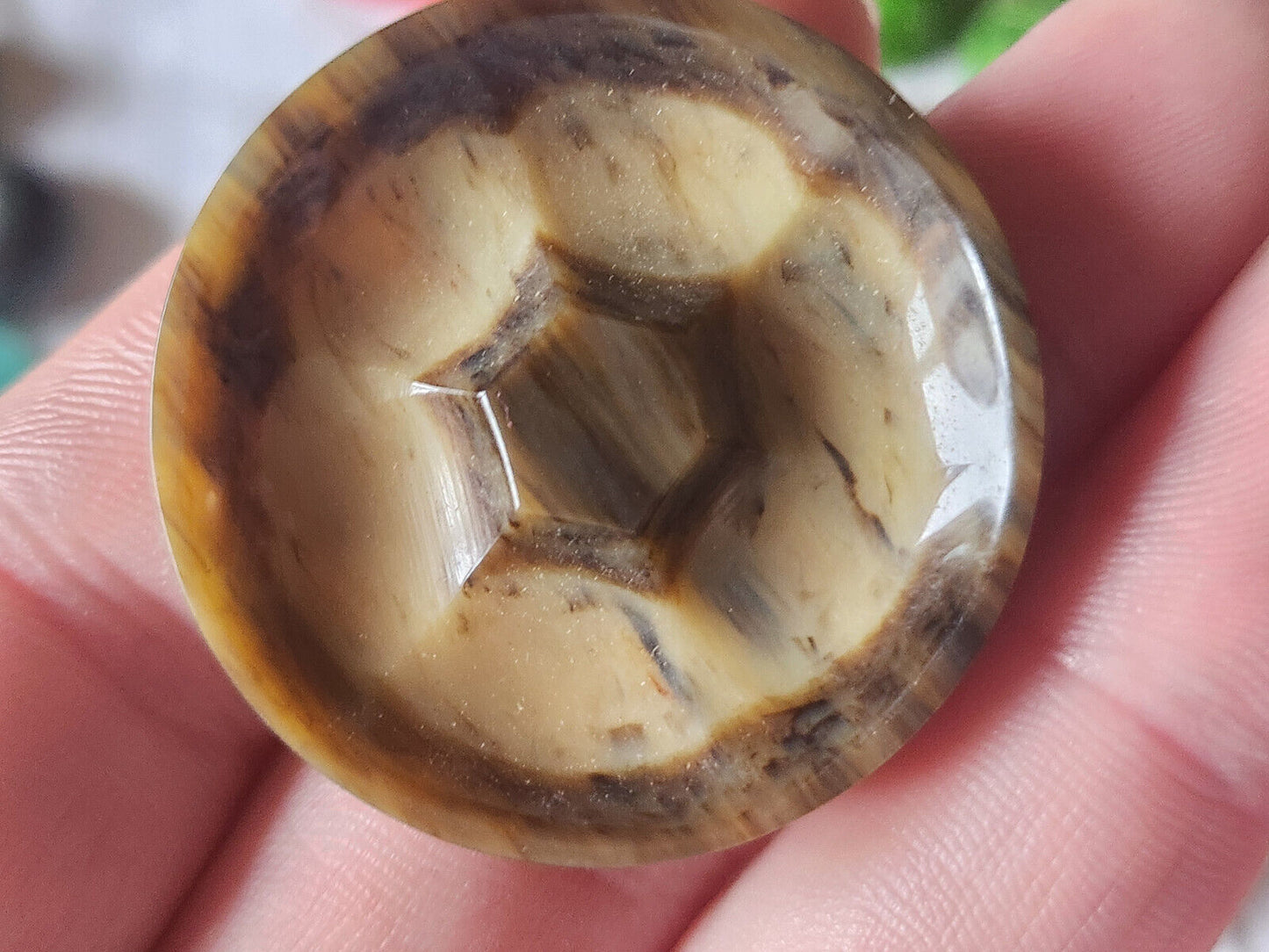 Ancien bouton en galalithe collection jaspé pied 3,8 cm superbe ref 518
