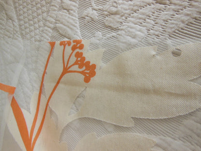 Coupon tissu luxe superbe voilage blanc orange blanc 93 cm sur 1 m 09 B6