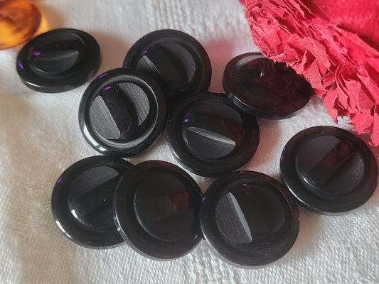Lot 6  boutons vintage noir travaillé à pied 2,2 cm ref 2128