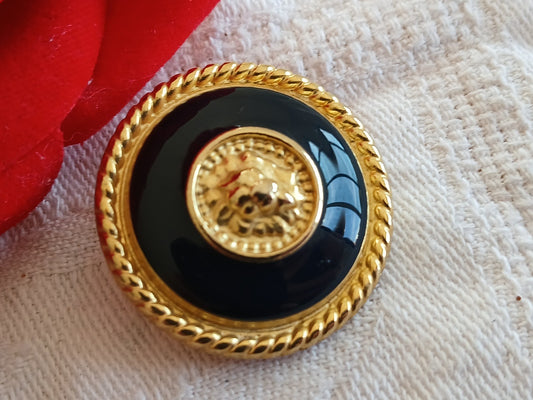 Bouton vintage tete de lion en métal pied versace ? bleu  gros 2,7 cm ref 6484