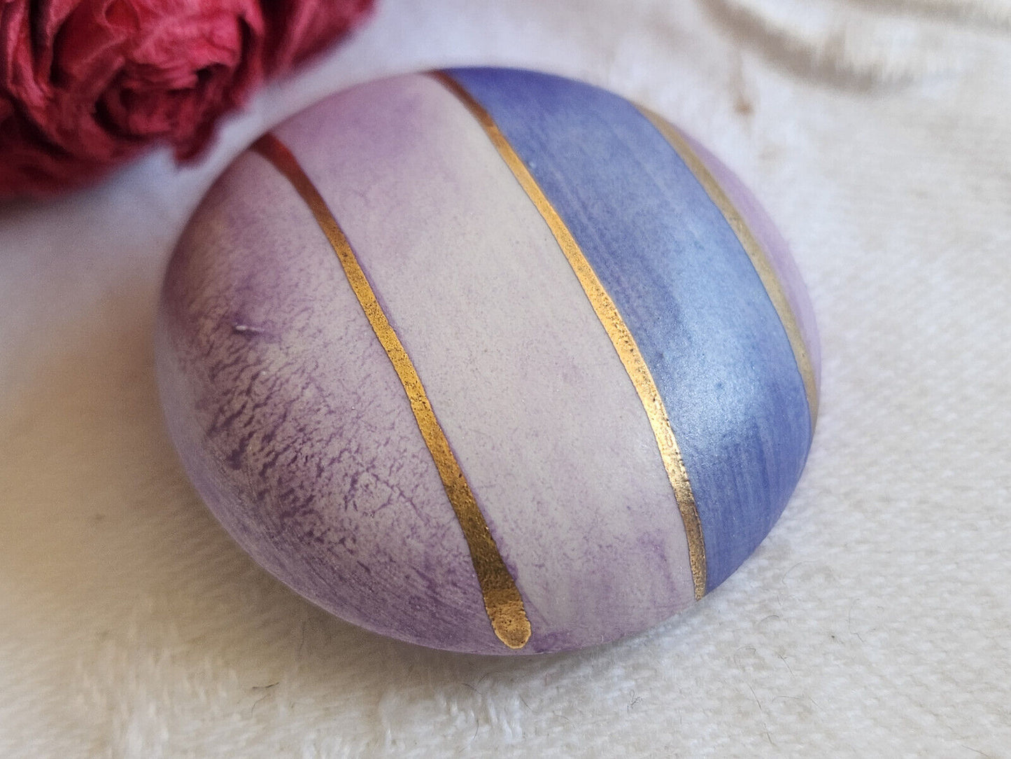 Enorme bouton vintage céramique parurier collection 3,3 cm pied violet G2O