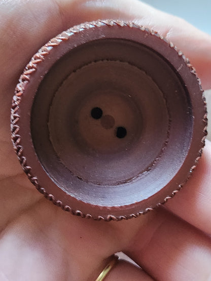 Collection XXL énorme bouton vintage volumineux marron strié 5,1 cm ref 7017