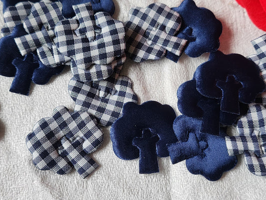 Lot  20 arbres bleu carreau année 80/90  tissu jaune moutarde embellissement T2