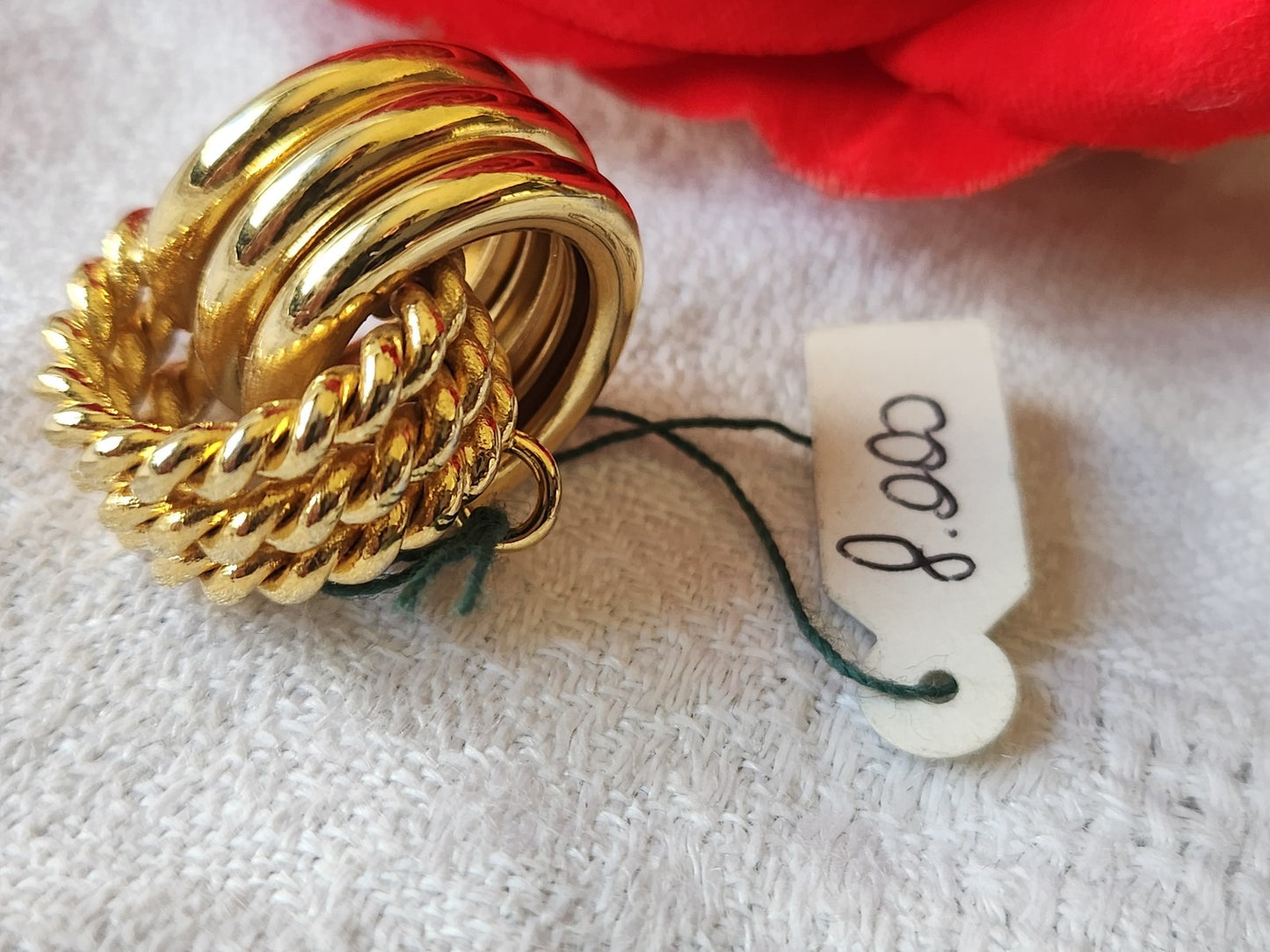 Original bouton vintage metal doré avec etiquette au max 2,3 cm G19K