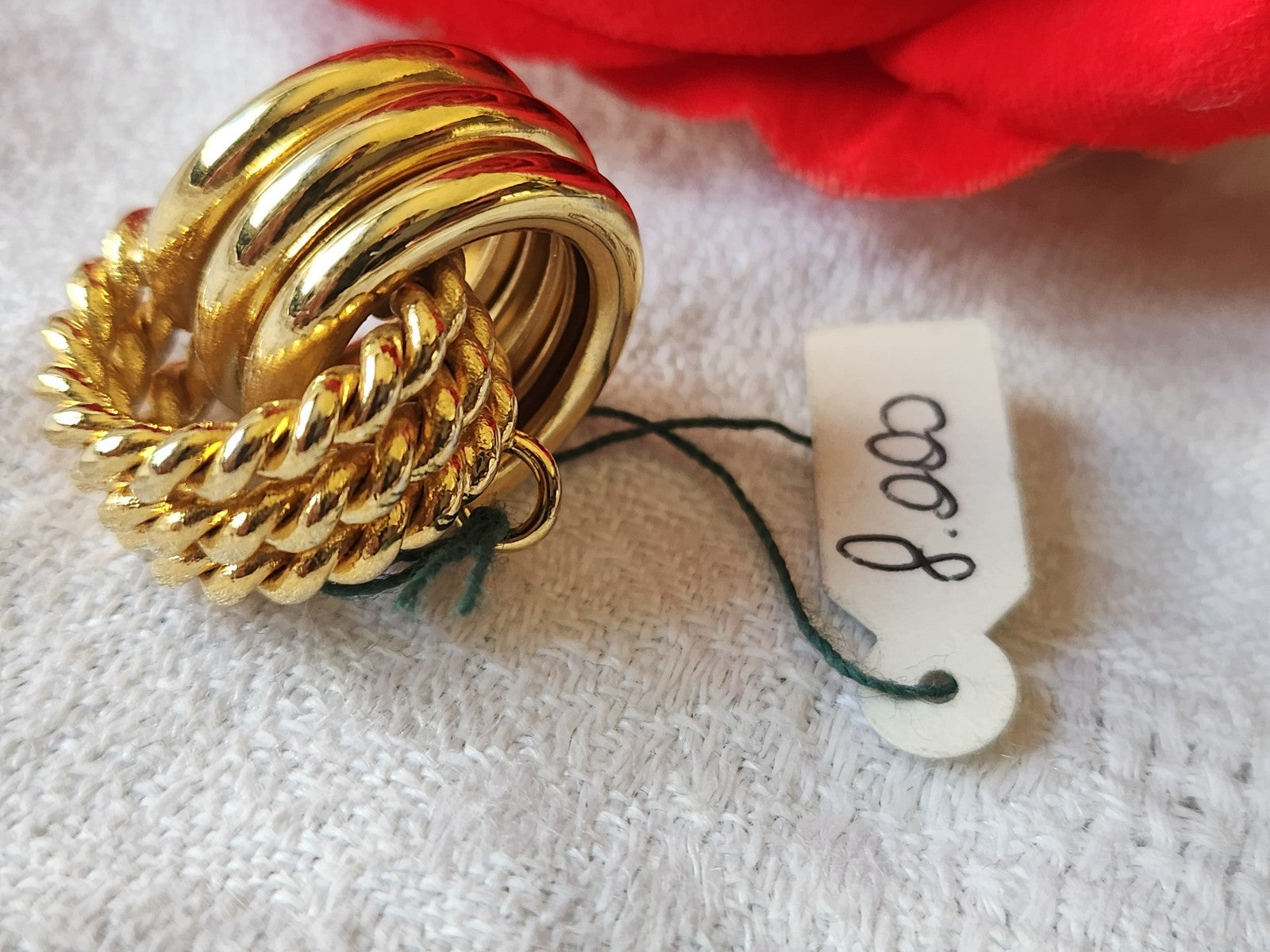 Original bouton vintage metal doré avec etiquette au max 2,3 cm G19K