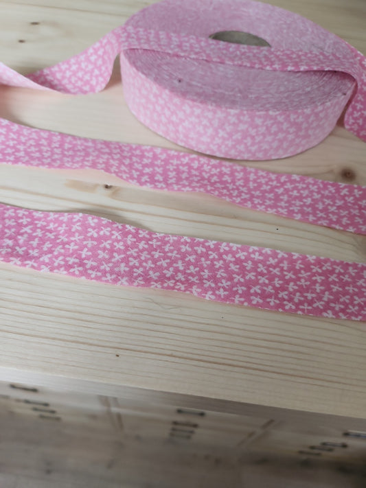 Rouleau biais vintage coton rose shabby largeur de 4 cm  B4