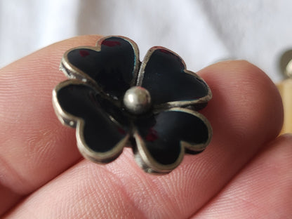 Superbe bouton vintage en métal bleu fleur pied 2,3 cm volume G12D