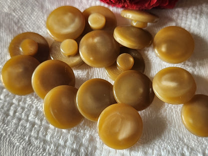 Lot 17 boutons vintage marron lisse  pied 1,4 cm ref 1813