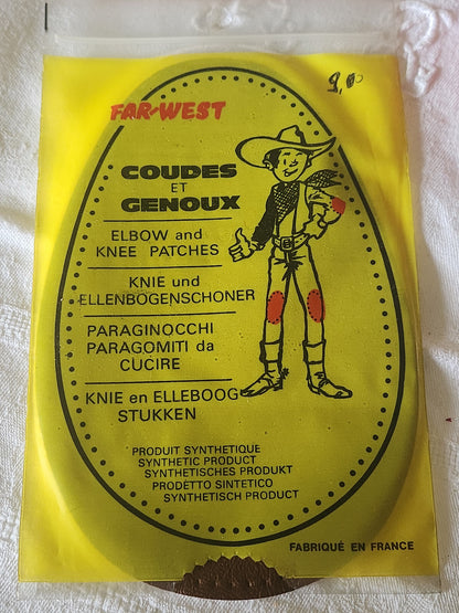 coudes et genoux patches renforts protége vintage ancien marron far-west