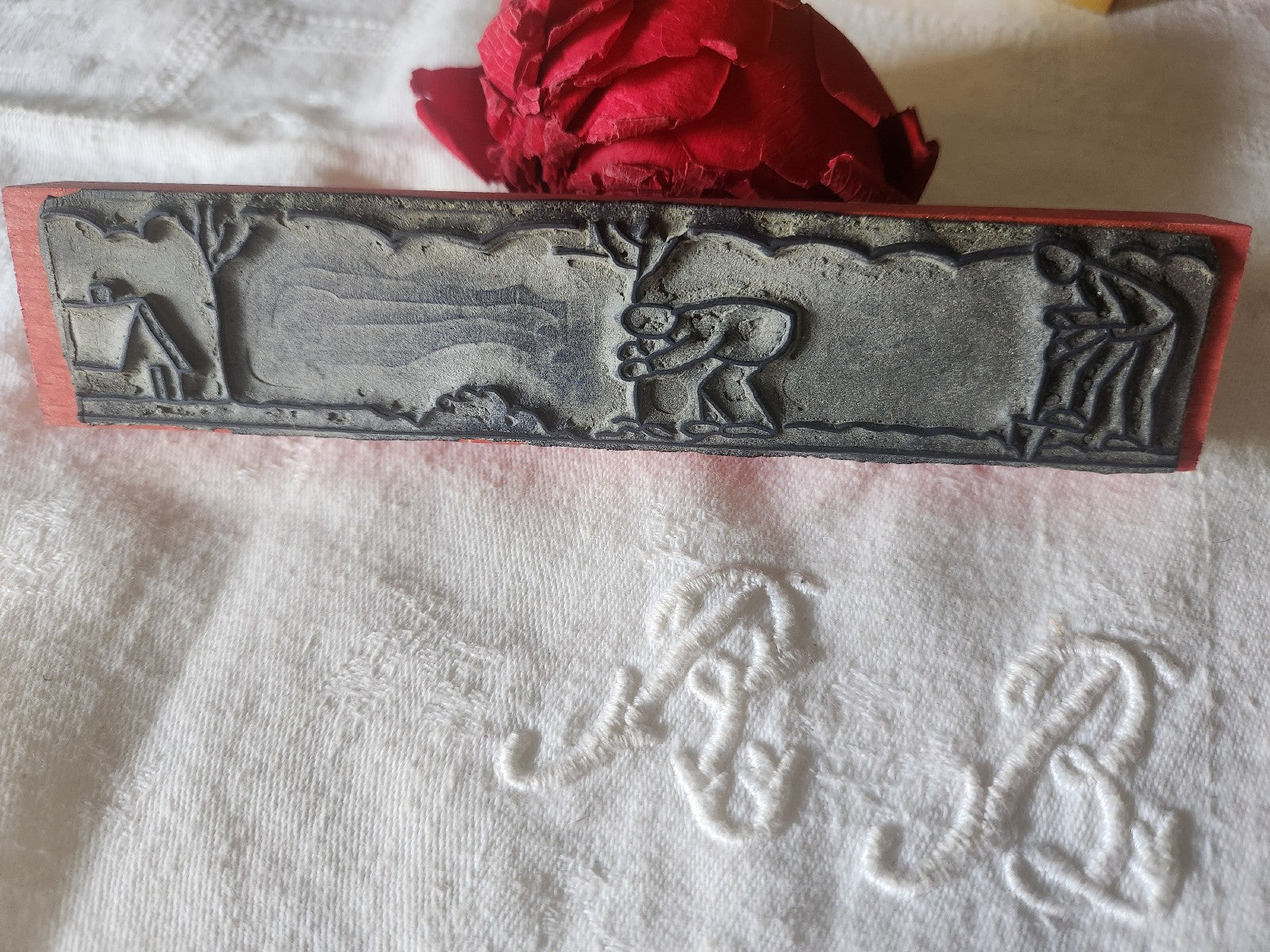 Tampon ancien frise idéale broderie jardin plantation collection 16  cm  n°48-2