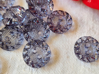 Lot 15  boutons bleu transparent acrylique 1,5 cm ref 1732