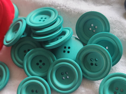 Lot 12 boutons vintage bleu mat turquoise trous 2,3 cm ref 2291