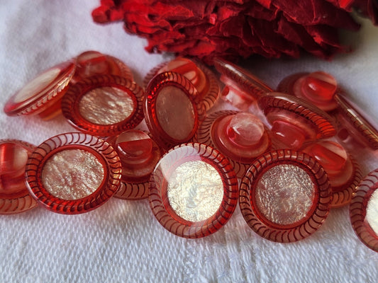 Lot 15 boutons vintage coeur nacré rouge superbe à pied 1,5 cm ref 3329