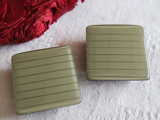 Duo gros boutons vintage parurier collection carré gris 2,8 cm ref 1214