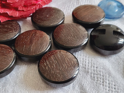 Lot 7 boutons vintage marron noir imitation bois pied  2 cm ref 1369