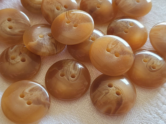 Lot 14  boutons vintage bombé marron camaïeu veiné trous 1,8 cm ref 3373