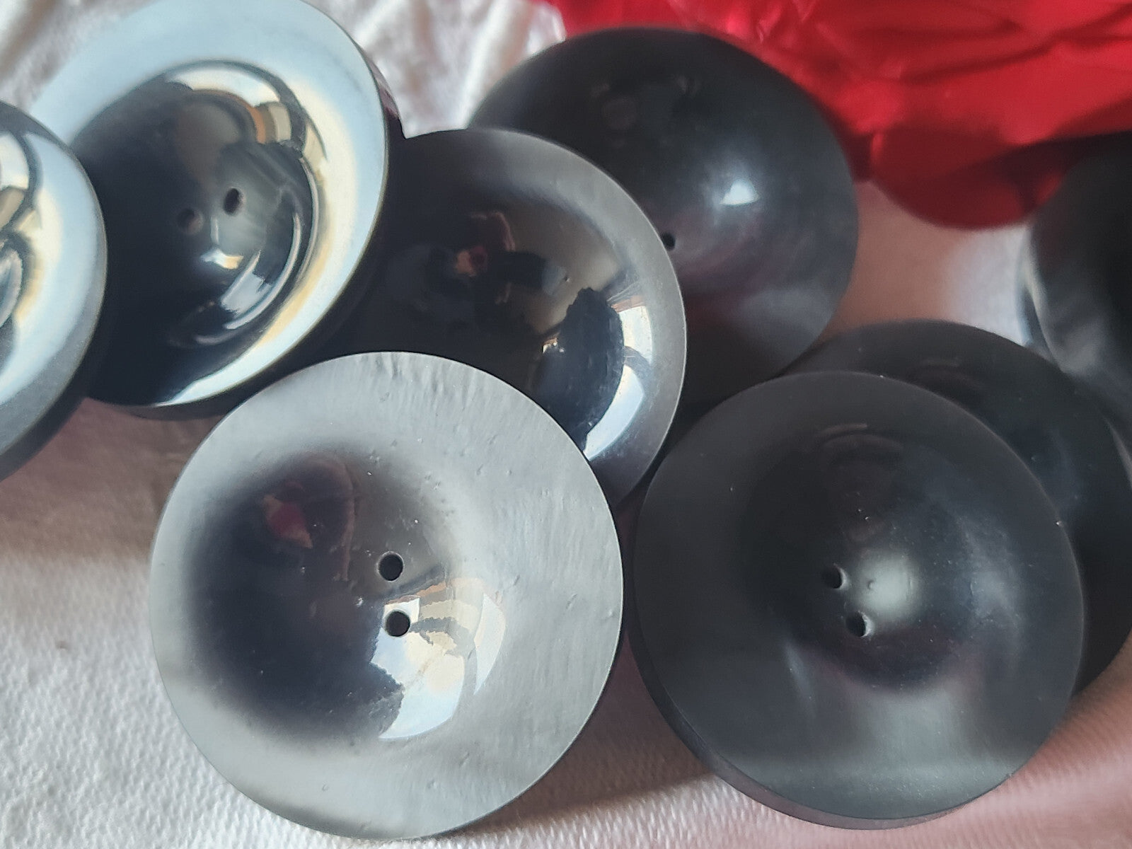 Lot 6 gros boutons vintage gris lumineux pied 3,3 cm manteaux lourd ref 3738 *