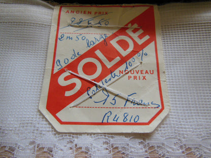Coupon tissu année 90 style rideau neuf marron blanc 2 m 50 sur 90 cm B6
