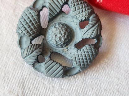Ancien bouton decoupis bleu marguerite fleur 2,9 cm ref 1914