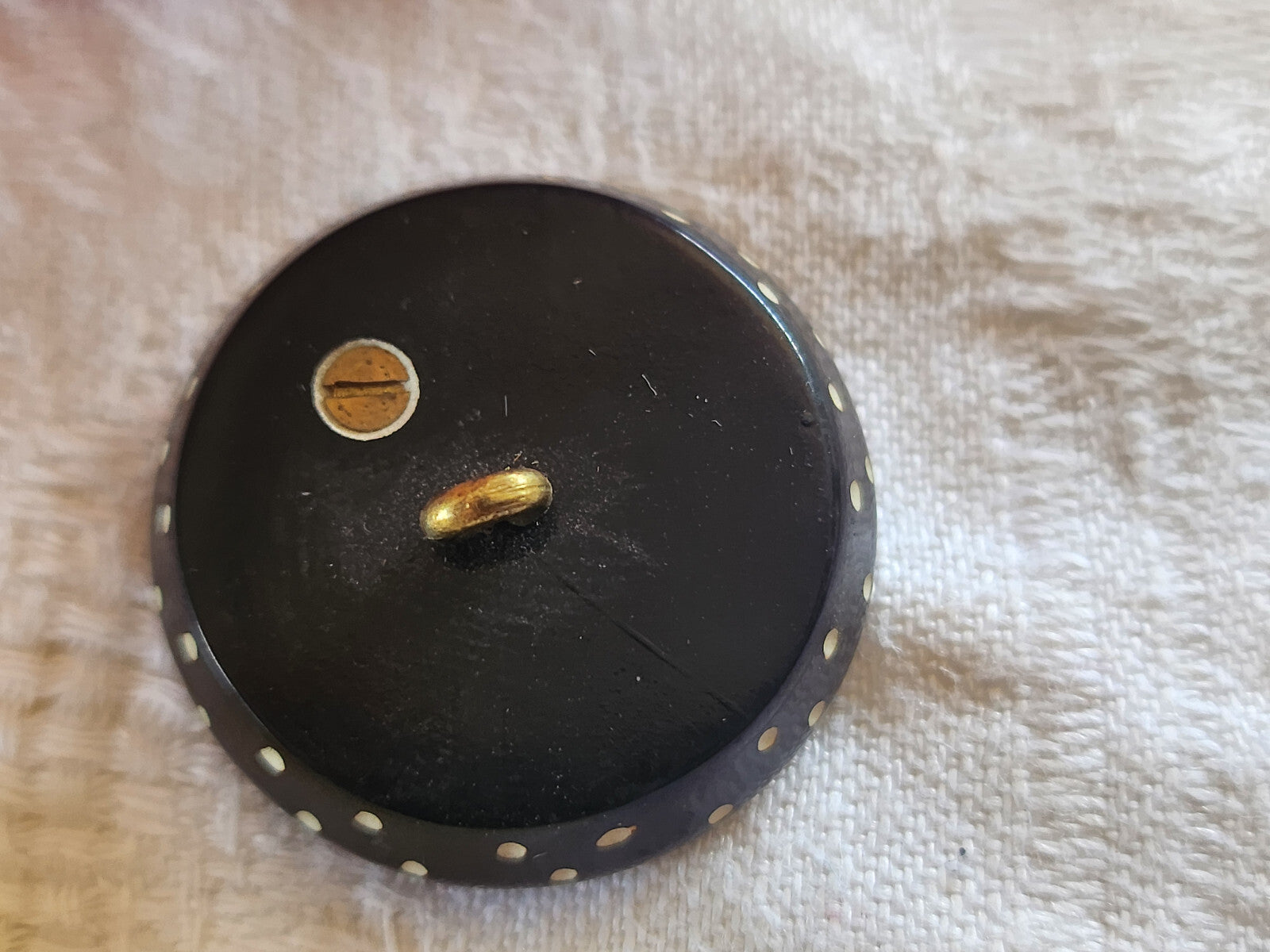 Collection  gros bouton ancien noir point blanc dos avec vis 2,6 cm ref 3165