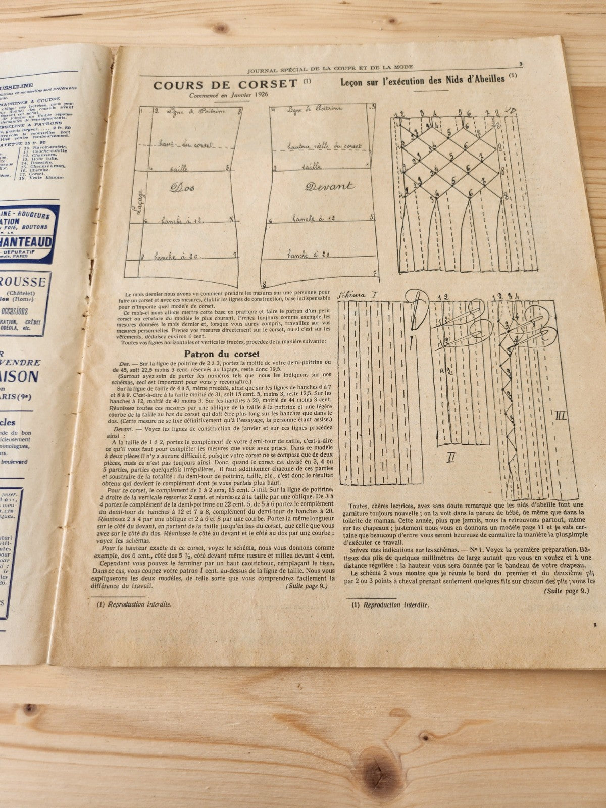 Journal de l'institut de coupe de paris année folle mode Fevrier 1926 patron