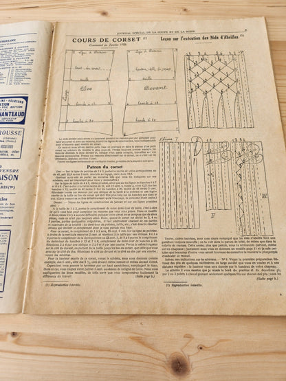 Journal de l'institut de coupe de paris année folle mode Fevrier 1926 patron