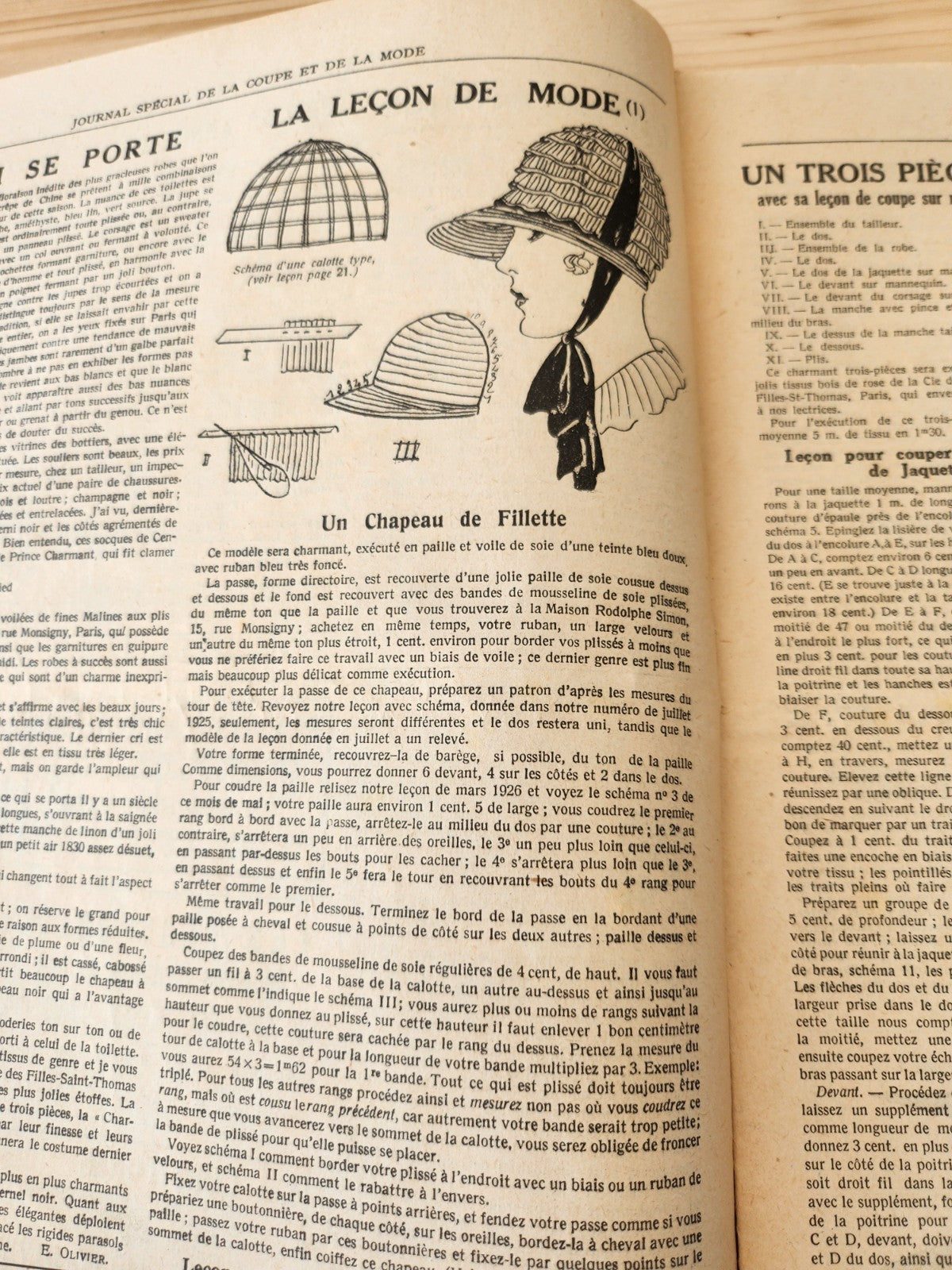 Journal de l'institut de coupe de paris année folle mode Mai 1926 patron