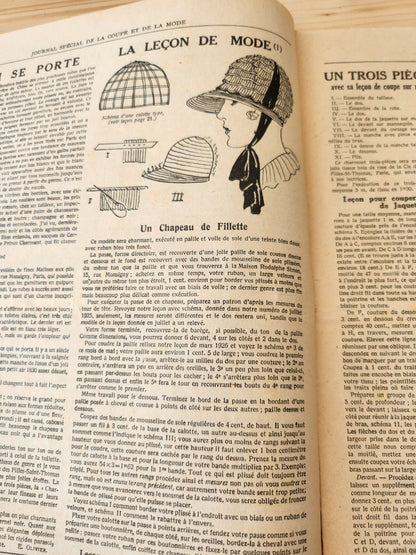 Journal de l'institut de coupe de paris année folle mode Mai 1926 patron
