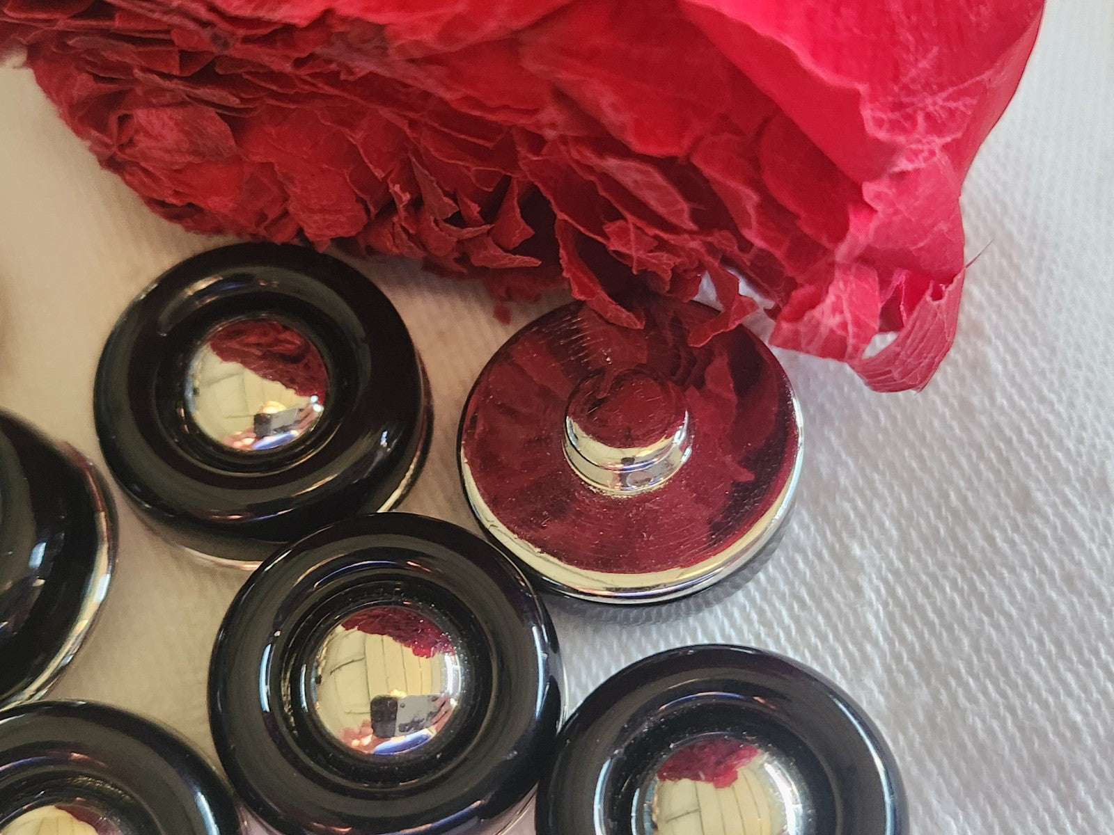 Lot 10 boutons vintage noir argenté superbe pied 1,9 cm ref 5817