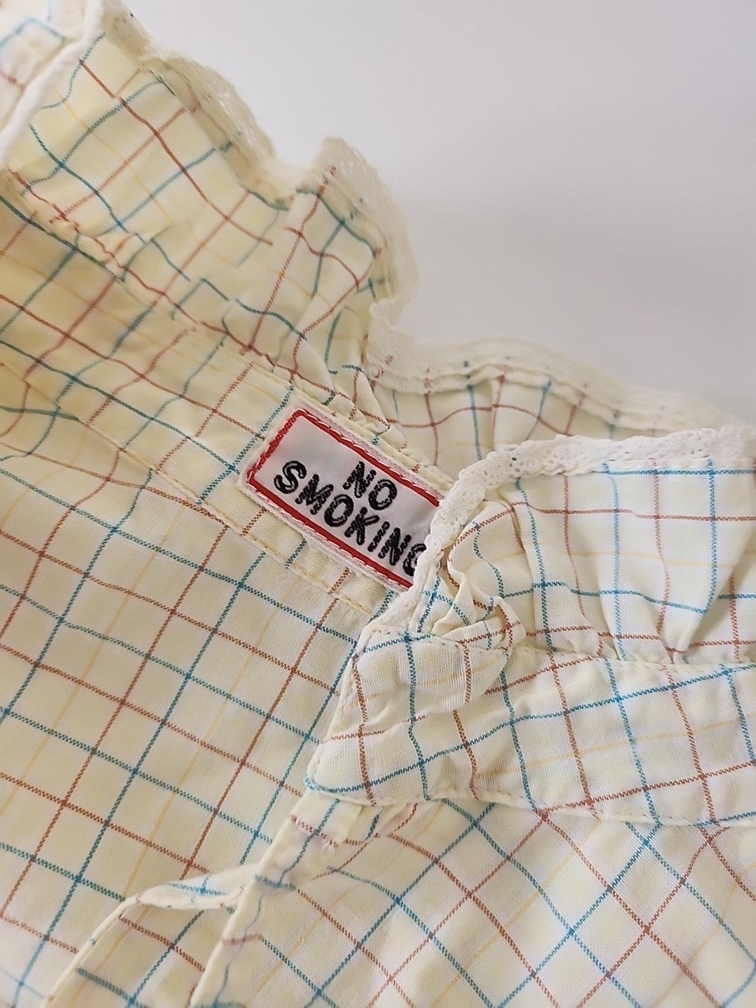 Pur vintage ancienne blouse haut manche jaune carreaux 42/44?   ref portant