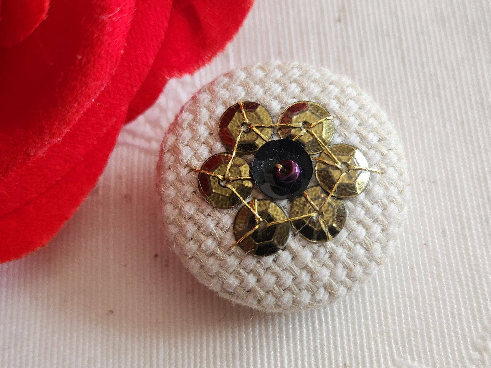 Bouton passementerie blanc sequin pied 2,4 cm ou 24 mm G12G