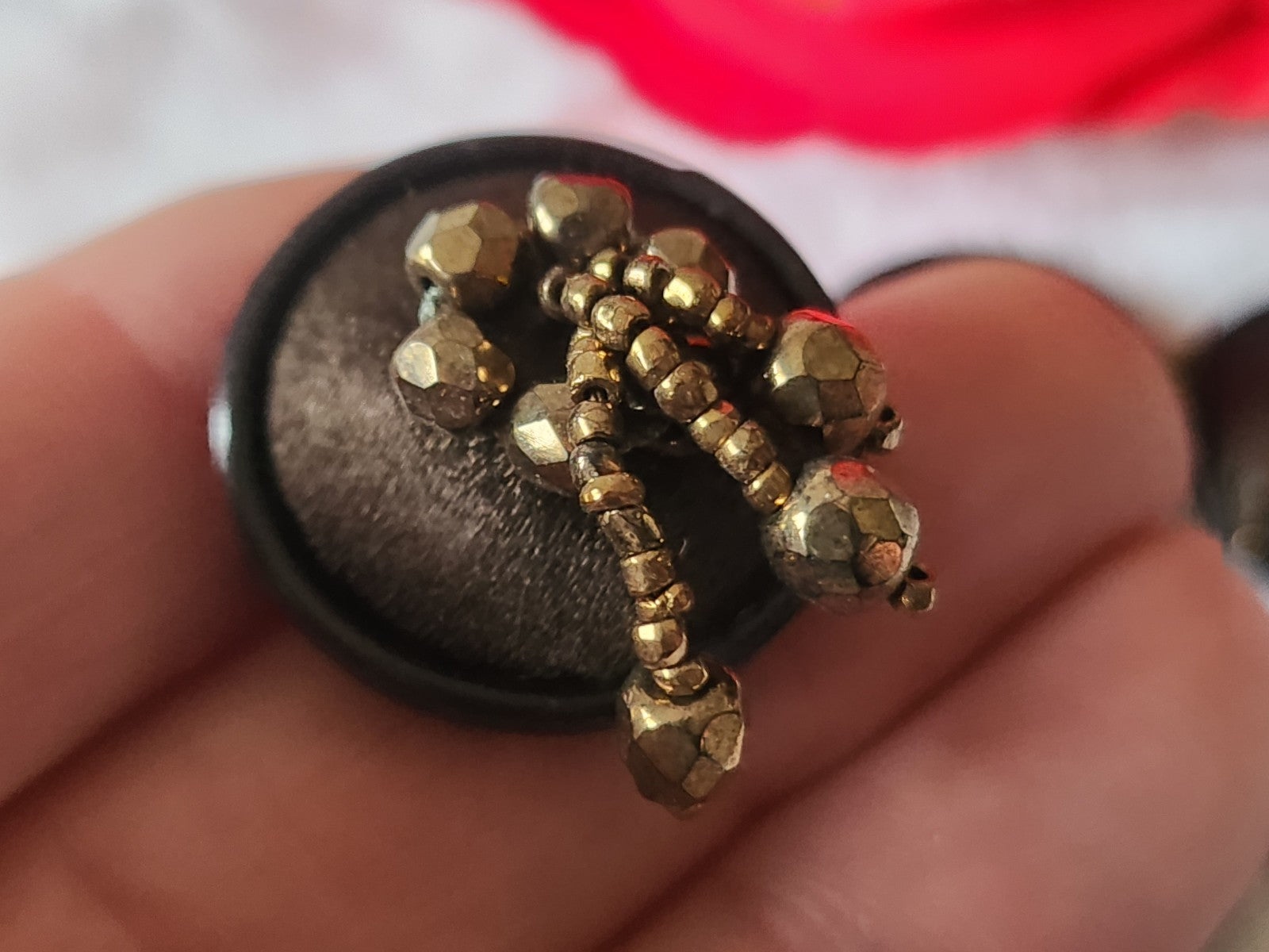 Collection lot 6 boutons  passementerie marron pendants perlé  2,4 cm ref 3569