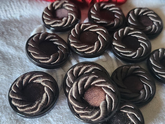 lot 5 boutons anciens vintage passementerie marron pied 2,4 cm ref 2957